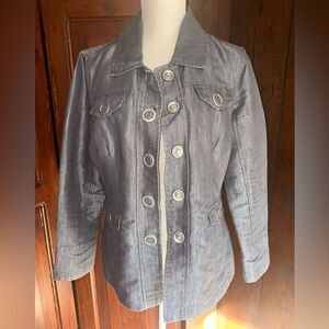 Womens Live A Little LAL‎ Jacket Medium - Metallic Silver Gray Lightweight